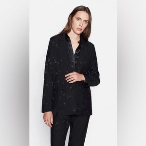 Equipment Tabitha Simmons Hamptons Jacket Black Star Print Embossed Blazer